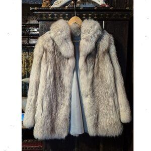 Charlebois Furs Calgary Alberta Blue Silver Real Fox Fur Jacket